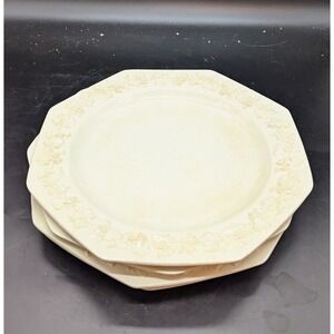 Set/5 Vintage Wedgwood Cream On Cream Octagonal Dinner Plate 9.5" England